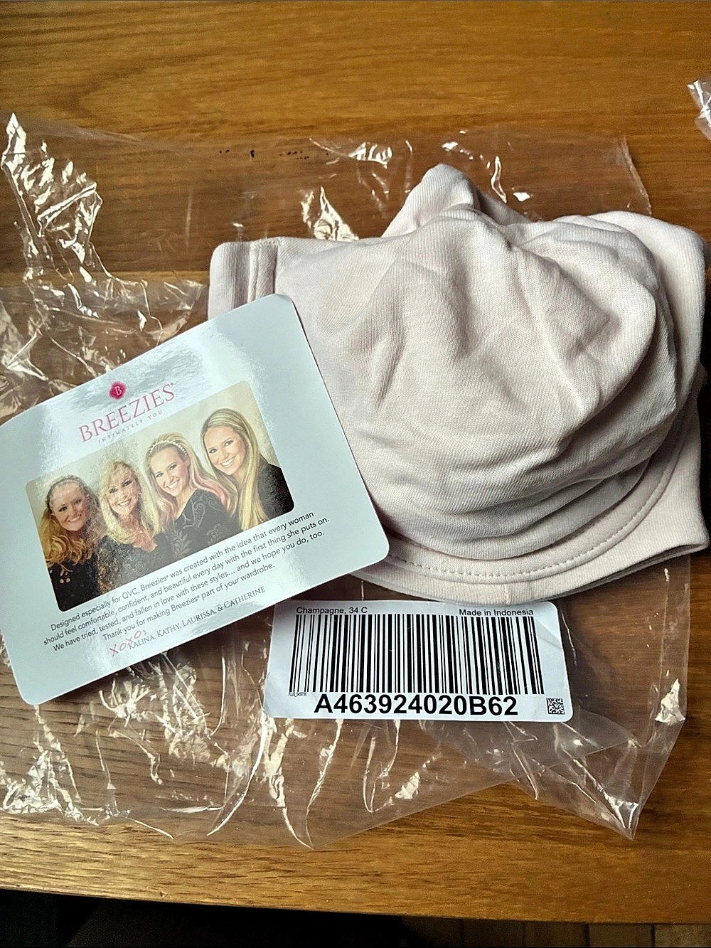 Breezies 34C Cotton Champagne Bra NWT